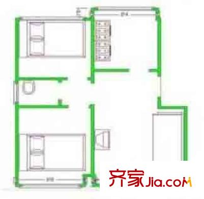 西宏苑户型图户型图 2室1厅1卫1厨