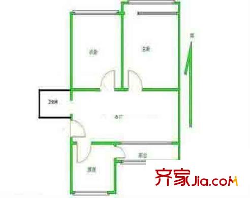 西宏苑户型图户型图 2室1厅1卫1厨