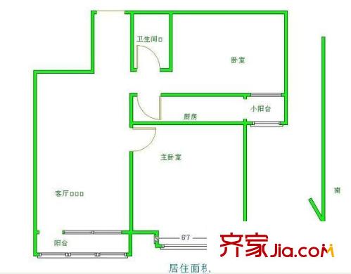 首座绿洲 2室 户型图