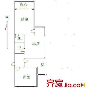 葛布店南里 2室 户型图