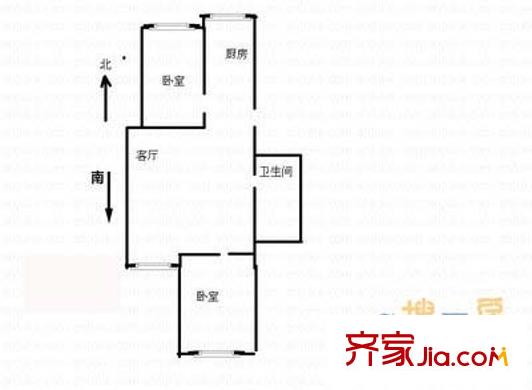 苏庄小区户型图户型图 2室1厅1卫1厨