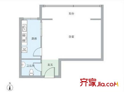 明日嘉园 1室 户型图