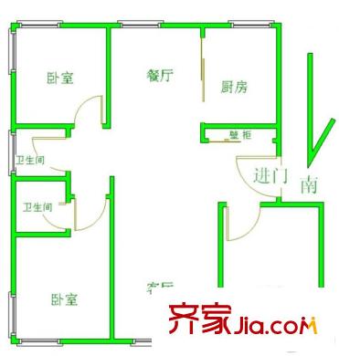 燕莎后 3室 户型图