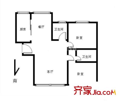 燕莎后 2室 户型图