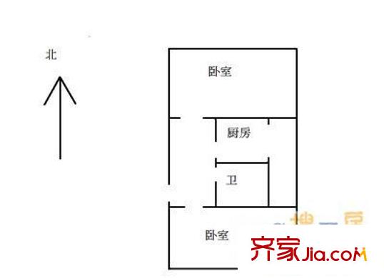 玉泉西街户型图户型图 2室1卫1厨