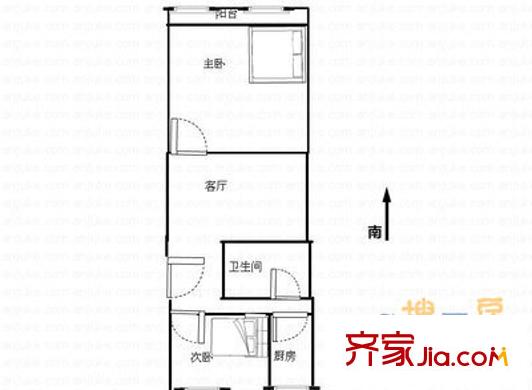 玉泉西街户型图户型图 2室1厅1卫1厨