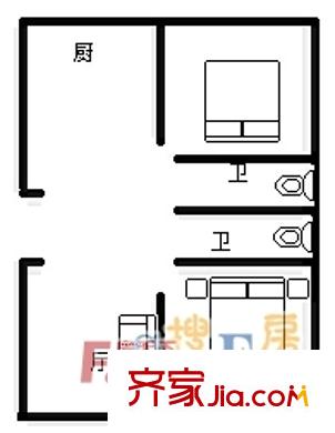 玉泉西街户型图户型图 1室1厅1卫1厨