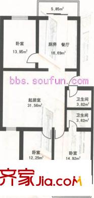 郝莊家園戶型圖戶型圖 3室2廳2衛(wèi)1廚