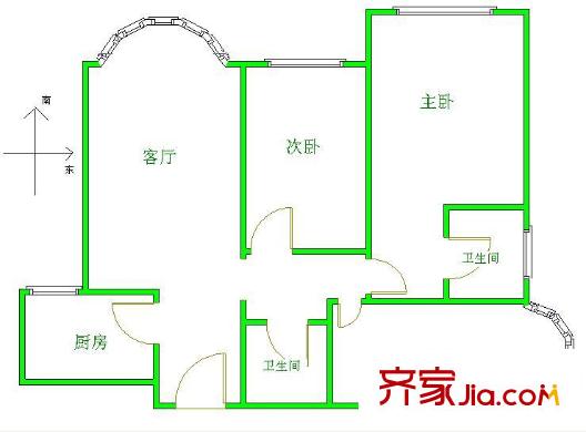 城市广场户型图户型图 3室1厅2卫1厨