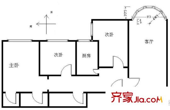 城市广场户型图户型图 3室1厅2卫1厨