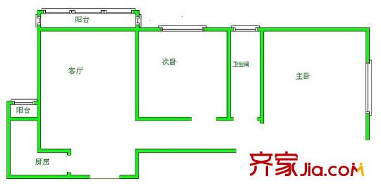 城市广场户型图户型图 2室1厅1卫1厨