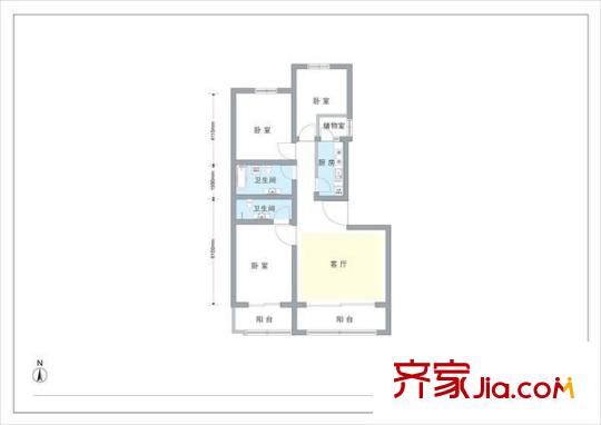 龙博苑一区户型图户型图 3室1厅2卫1厨