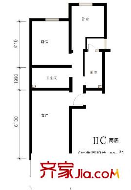 龙博苑一区户型图C户型 2室1厅1卫1厨