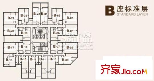 学院派户型图b座标准层(售完)