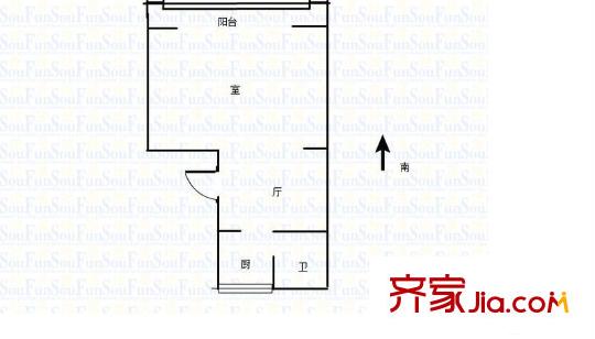 蒲安北里 1室 户型图