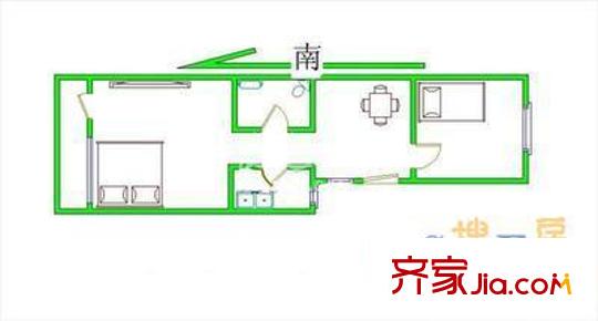 蒲安北里户型图户型图 2室1厅1卫1厨
