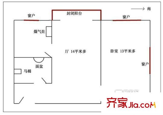 育慧西里户型图户型图 1室1厅1卫1厨