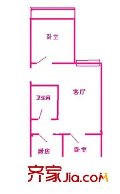 梨园东里户型图户型图 2室1厅1卫1厨