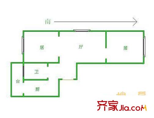 梨园东里户型图户型图 2室1厅1卫1厨