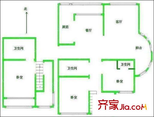 月桂庄园 3室 户型图