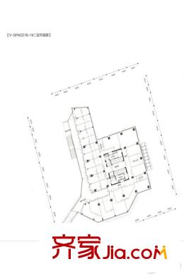 长阳半岛中央城V-SPACE16-1#二层平面图 1室1厅1卫1厨