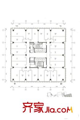 长阳半岛中央城V-SPACE16-1#二十二、二十四层奇数层平面图 1室1厅1卫1厨