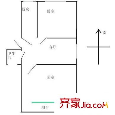 城关北里 2室 户型图
