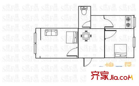 城关北里 2室 户型图