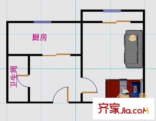 城关北里 1室 户型图