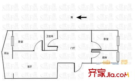 城关北里 2室 户型图