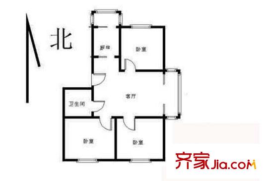力天嘉苑户型图户型图 3室1厅1卫1厨
