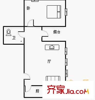 清逸西园 1室 户型图