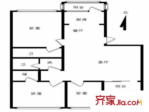 云趣园一区户型图户型图 3室2厅2卫1厨