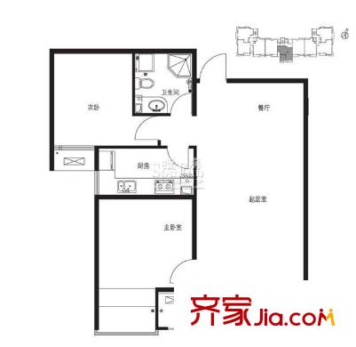 香蜜湾户型图户型图 2室2厅1卫1厨