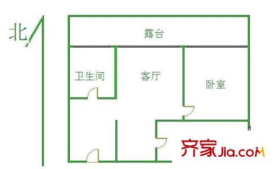 原生墅公寓 1室 户型图
