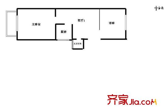 洋桥北里户型图户型图 2室1厅1卫1厨