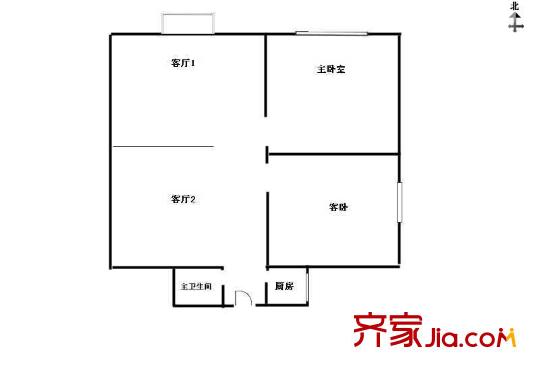 洋桥北里户型图户型图 2室2厅1卫1厨