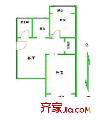 洋桥北里户型图户型图 2室1厅1卫1厨
