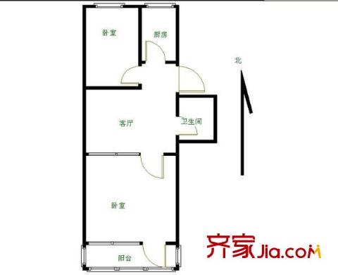 十里堡北里户型图户型图 2室1厅1卫1厨