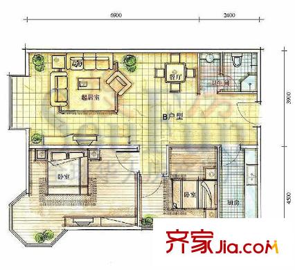 美然绿色家园 2室 二期B户型
