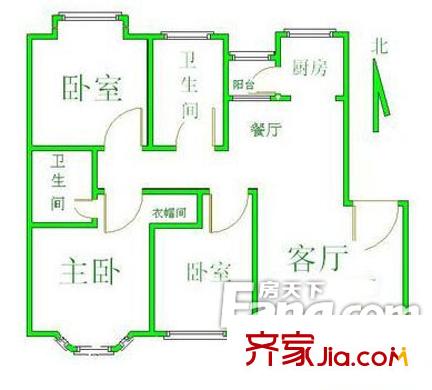 美然绿色家园户型图5居室