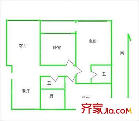 鑫苑小区户型图户型图 3室2厅2卫1厨