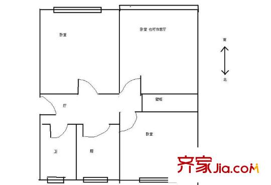 育芳园户型图3室户型图 3室1厅1卫1厨