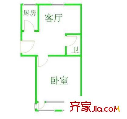 育芳园户型图1室户型图 1室1厅1卫1厨