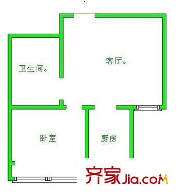 天竺花园 1室 户型图