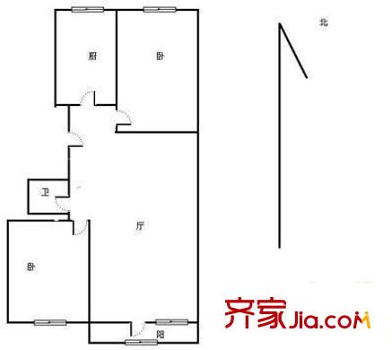 清源西里户型图户型图 2室1厅1卫1厨