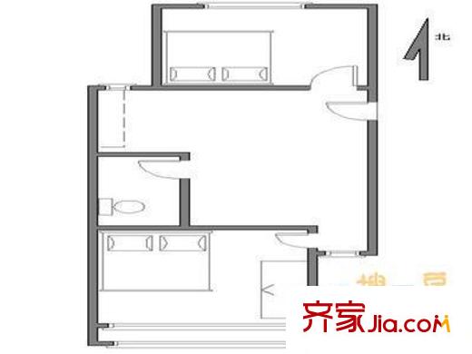 核桃园北里户型图户型图 2室1厅1卫1厨