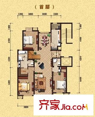中景未山赋户型图L户型首层 6室3厅4卫1厨