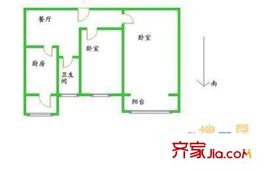 太平路34号院户型图户型图 2室1厅1卫1厨