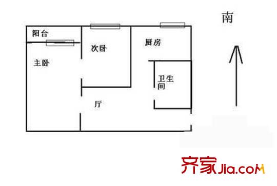 复兴路36号院户型图户型图 2室1厅1卫1厨